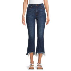 High Rise Crop Flare Dark Wash Jeans